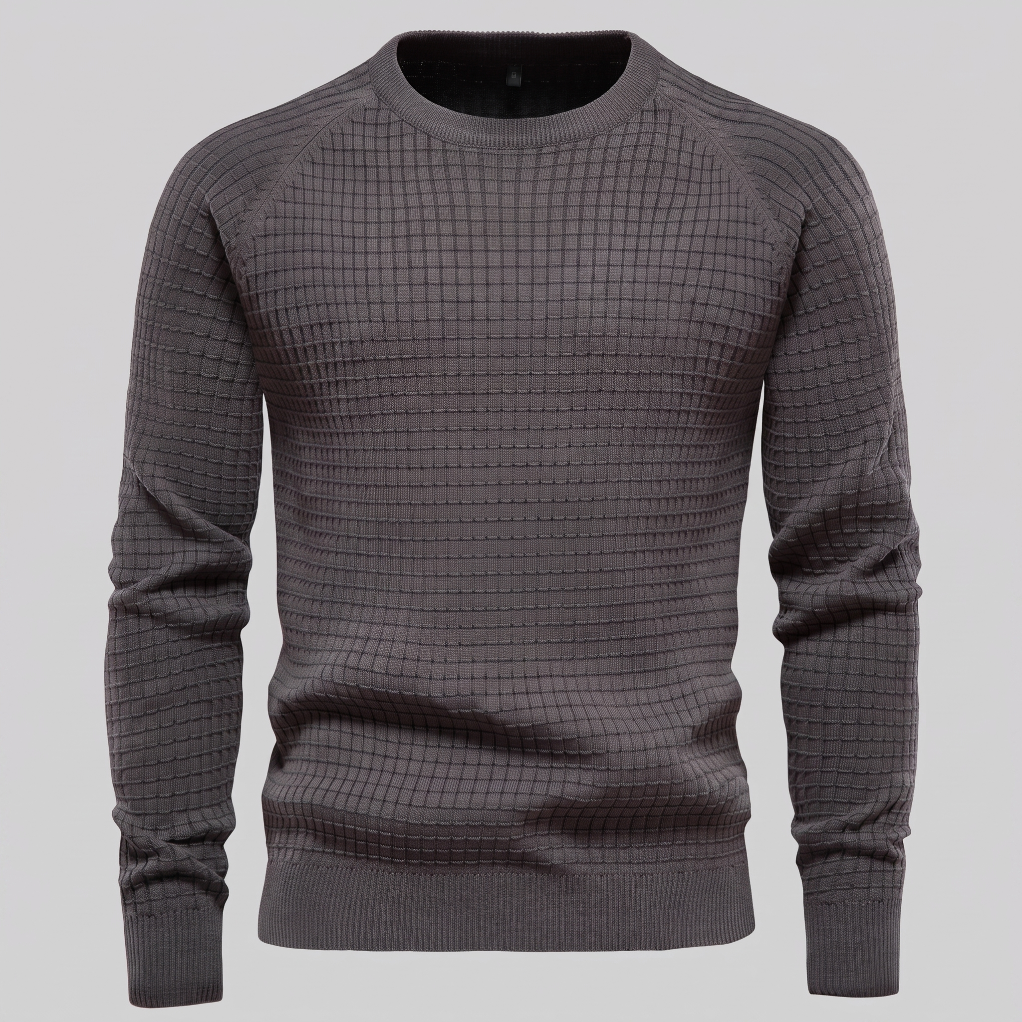 Men's Waffle Knit Crew Neck Sweater