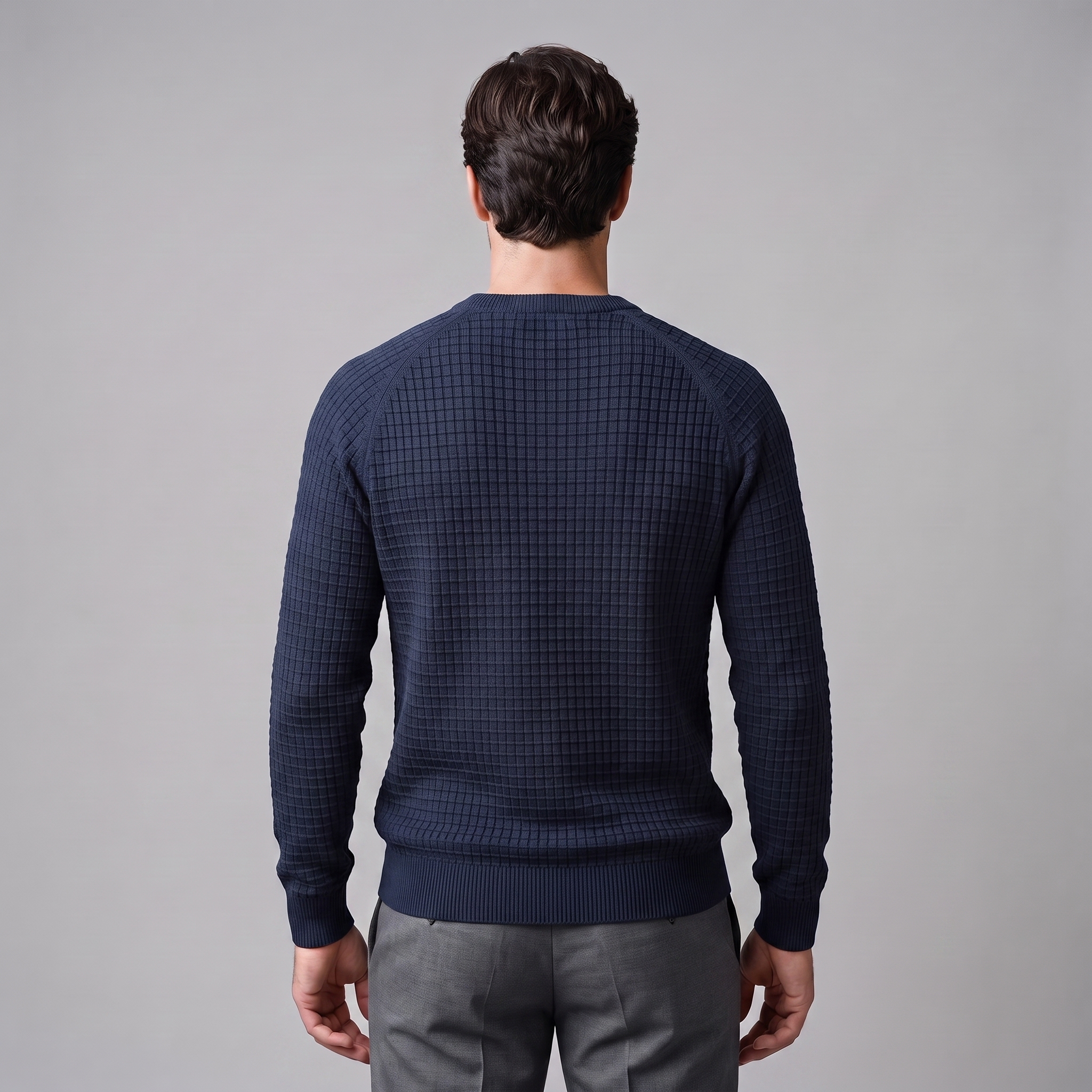 Men's Waffle Knit Crew Neck Sweater