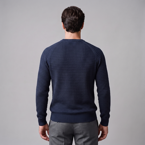 Men's Waffle Knit Crew Neck Sweater