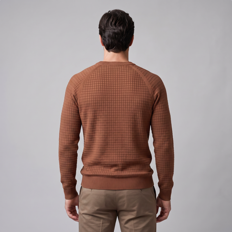 Men's Waffle Knit Crew Neck Sweater