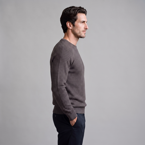Men's Waffle Knit Crew Neck Sweater