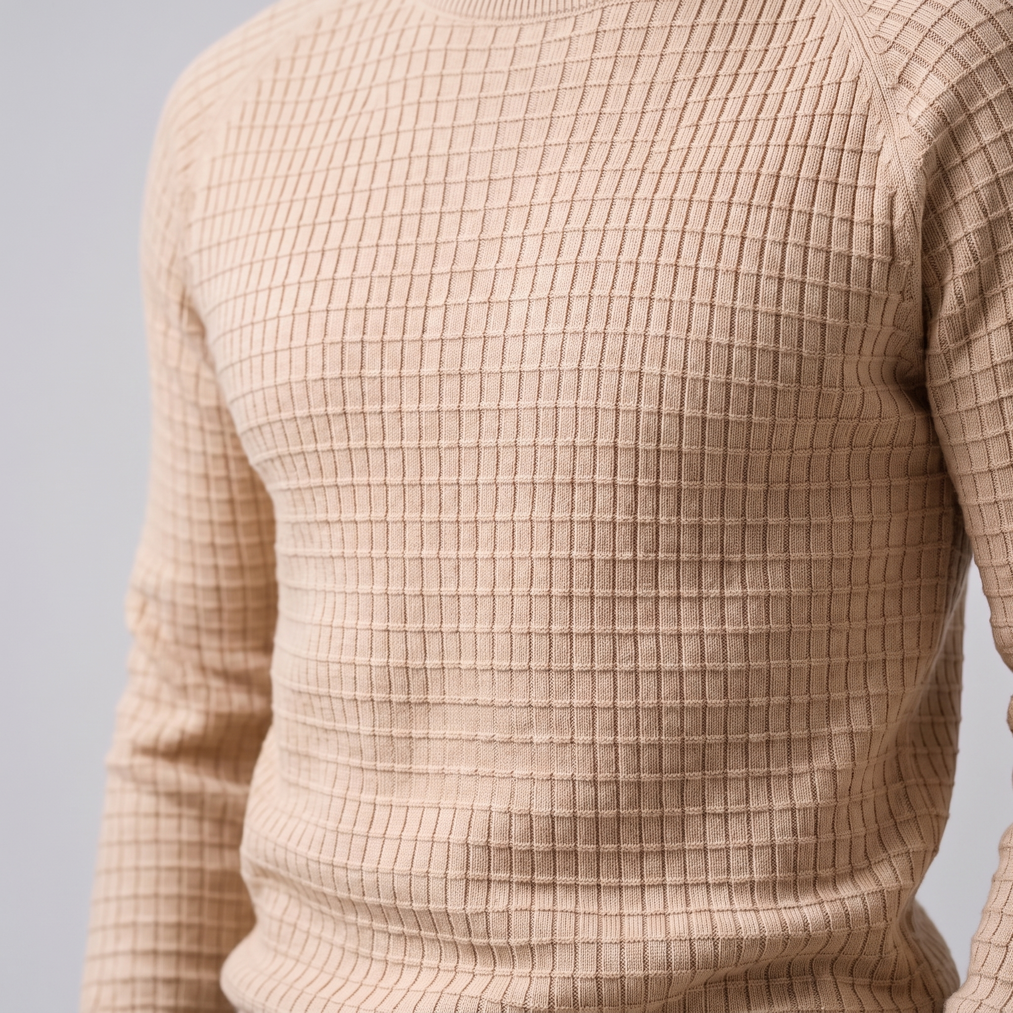 Men's Waffle Knit Crew Neck Sweater