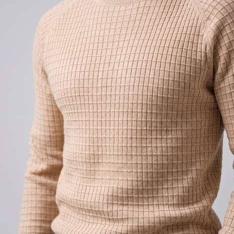 Men's Waffle Knit Crew Neck Sweater