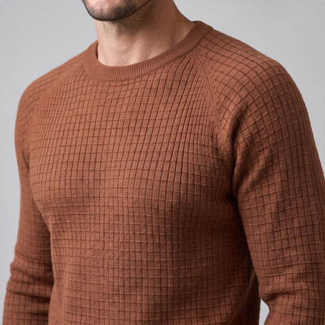 Men's Waffle Knit Crew Neck Sweater