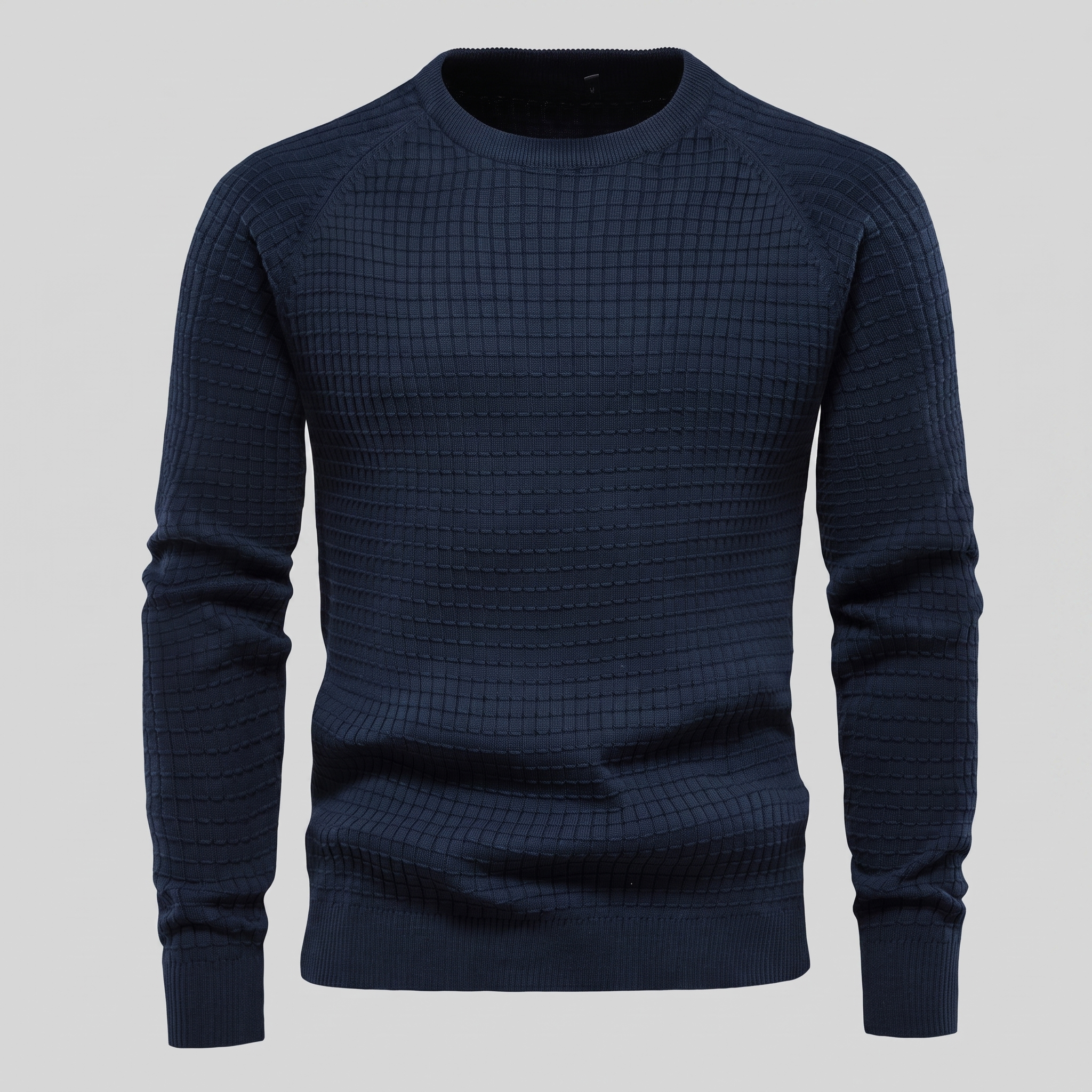 Men's Waffle Knit Crew Neck Sweater
