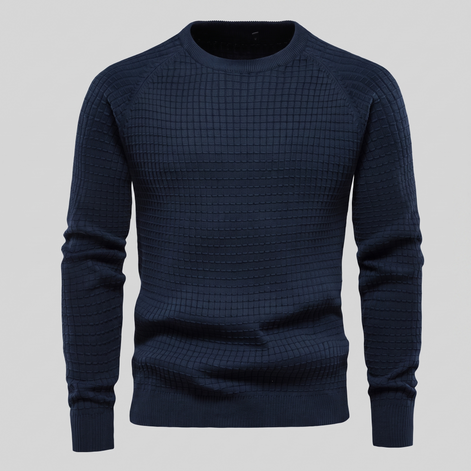Men's Waffle Knit Crew Neck Sweater