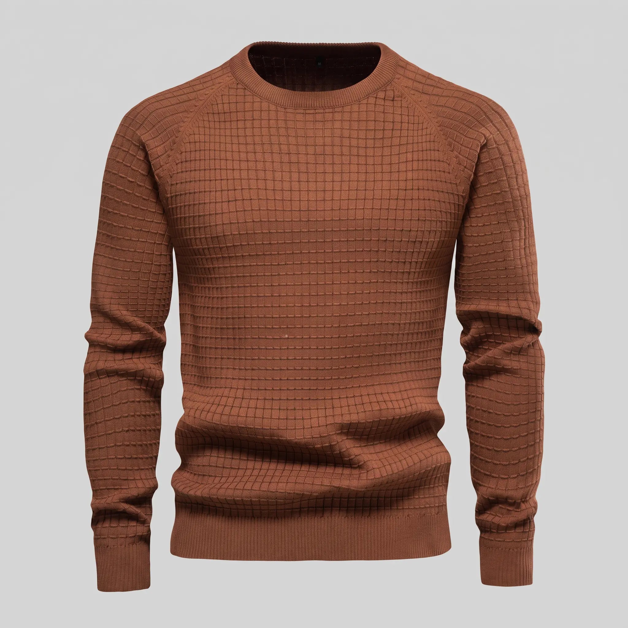 Men's Waffle Knit Crew Neck Sweater
