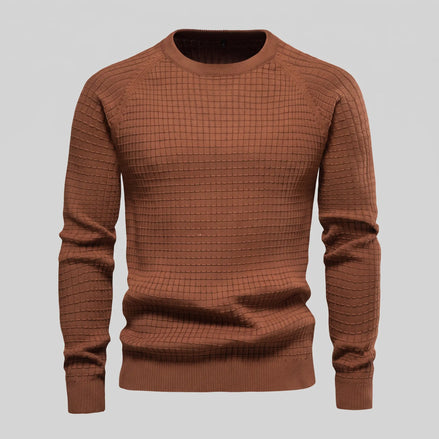 Men's Waffle Knit Crew Neck Sweater