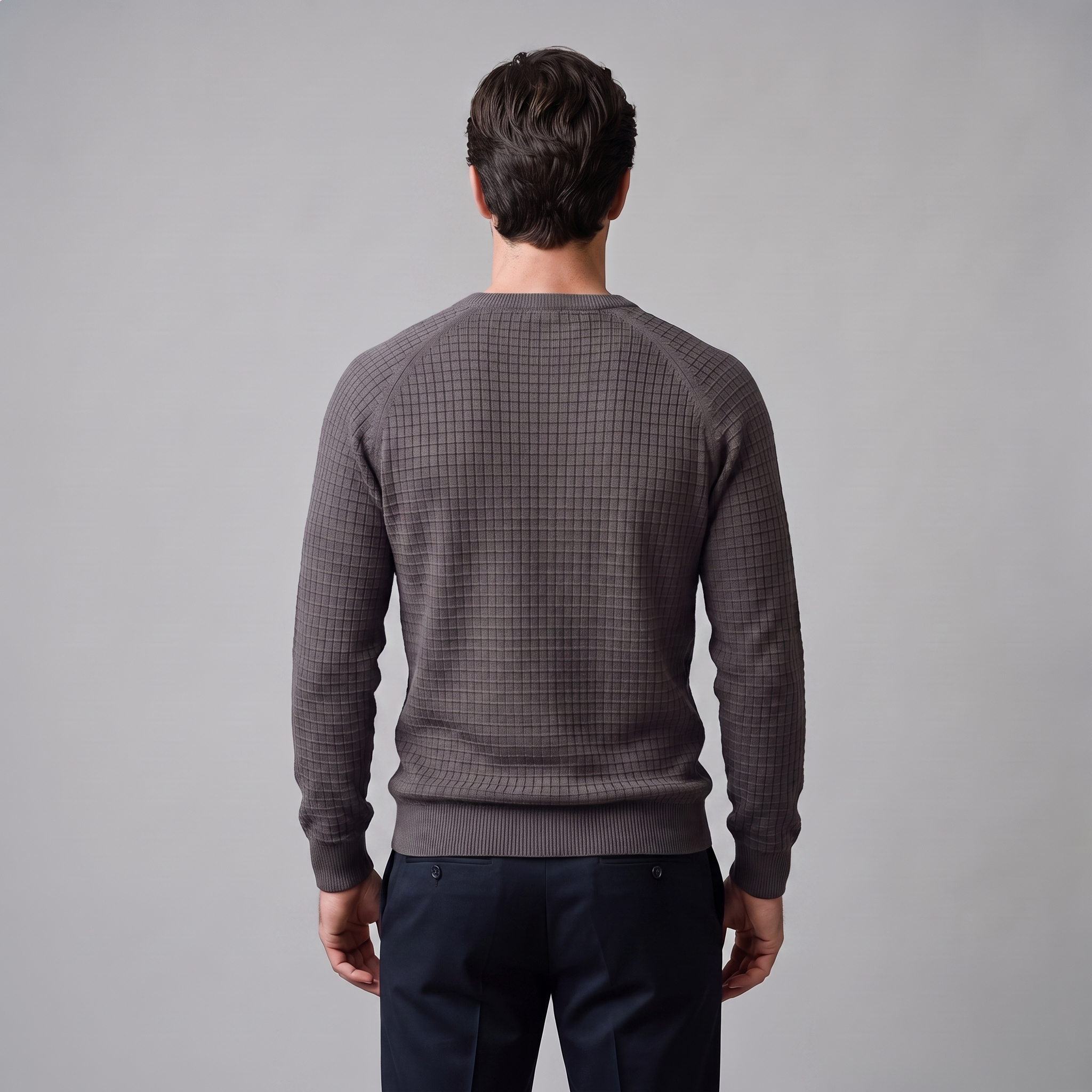 Men's Waffle Knit Crew Neck Sweater