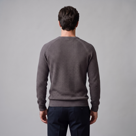 Men's Waffle Knit Crew Neck Sweater