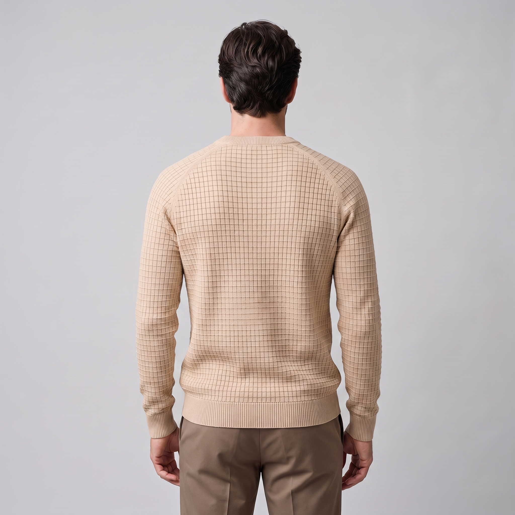 Men's Waffle Knit Crew Neck Sweater