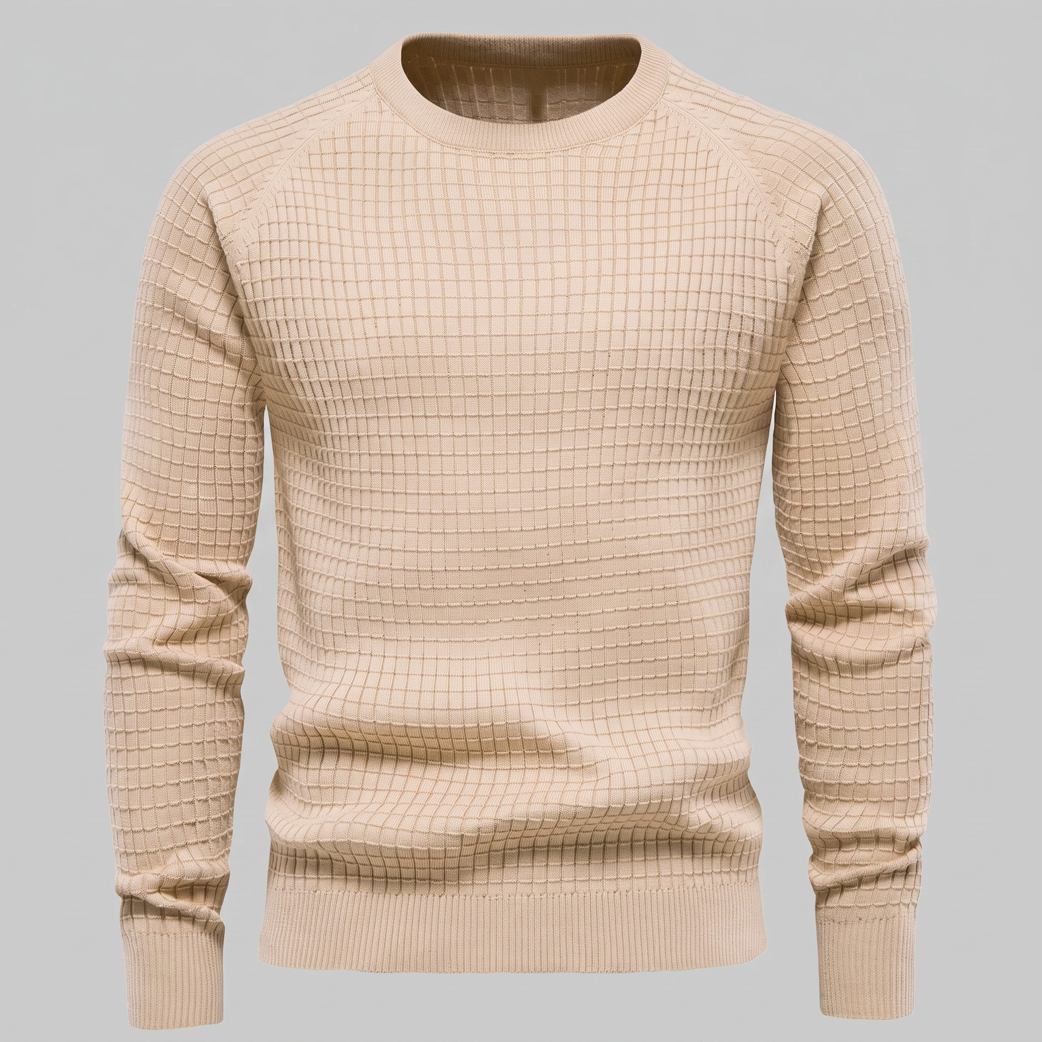 Men's Waffle Knit Crew Neck Sweater