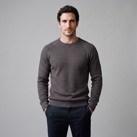 Men's Waffle Knit Crew Neck Sweater