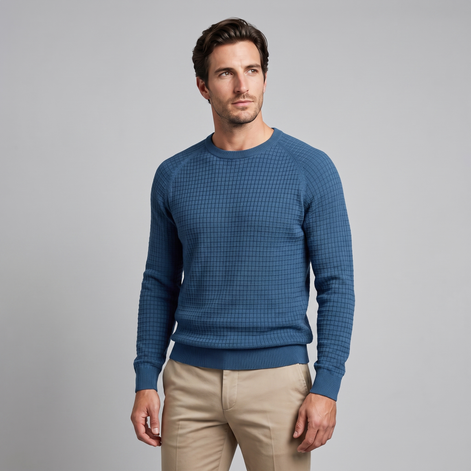 Men's Waffle Knit Crew Neck Sweater