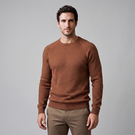Men's Waffle Knit Crew Neck Sweater