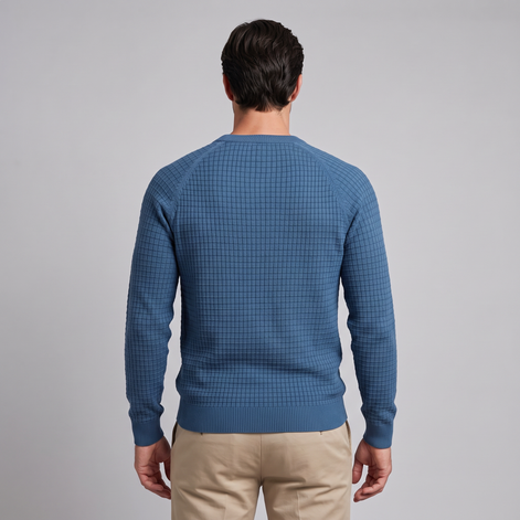 Men's Waffle Knit Crew Neck Sweater