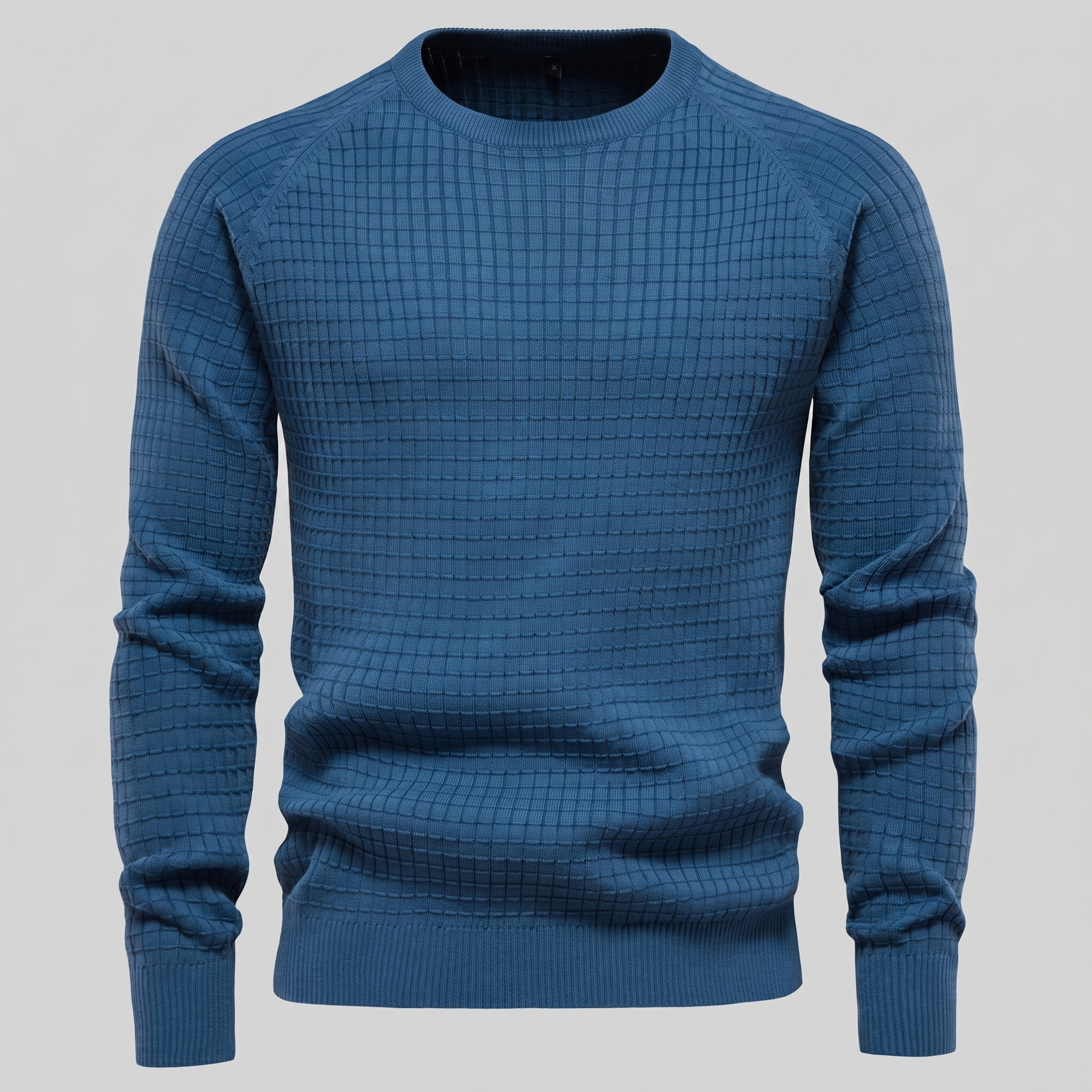 Men's Waffle Knit Crew Neck Sweater