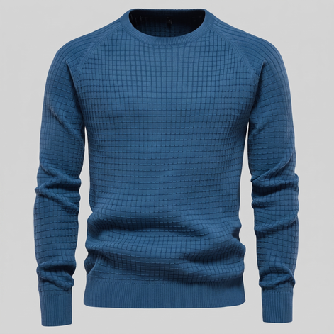 Men's Waffle Knit Crew Neck Sweater