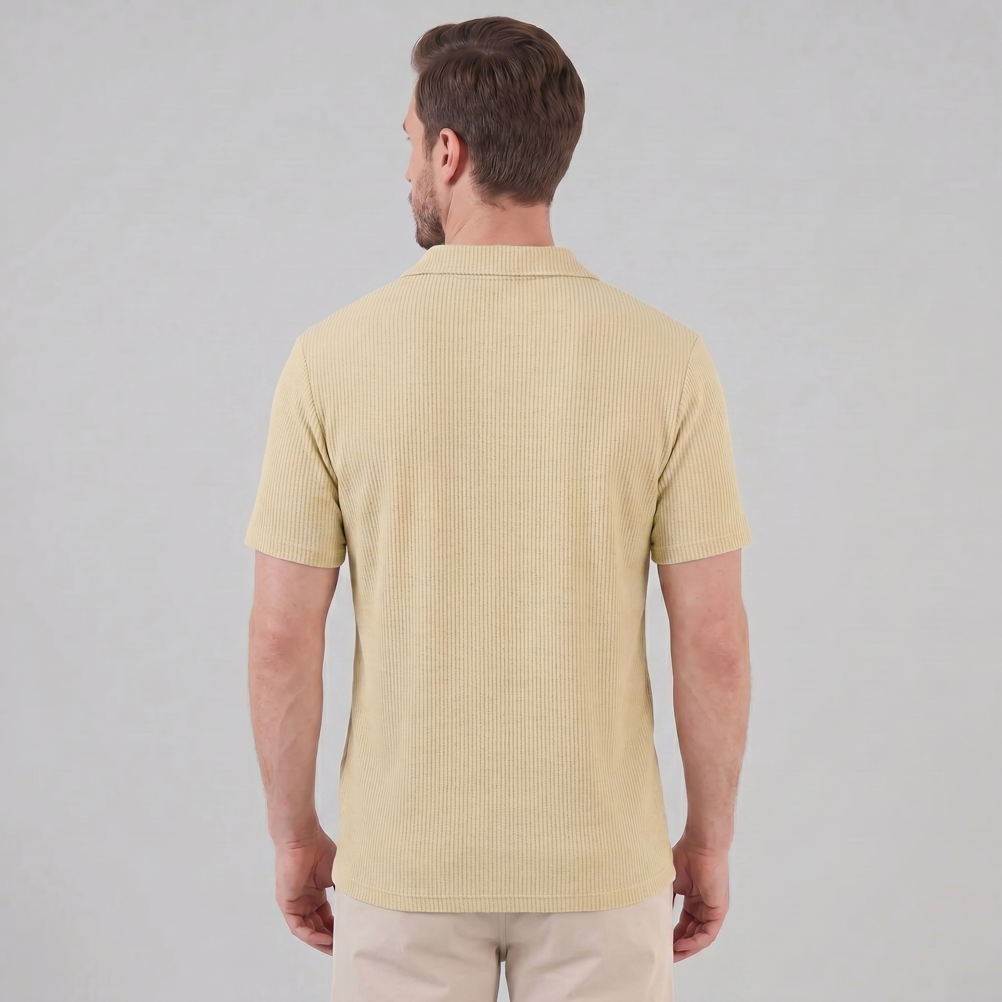 Men's Waffle Knit Open Collar Polo