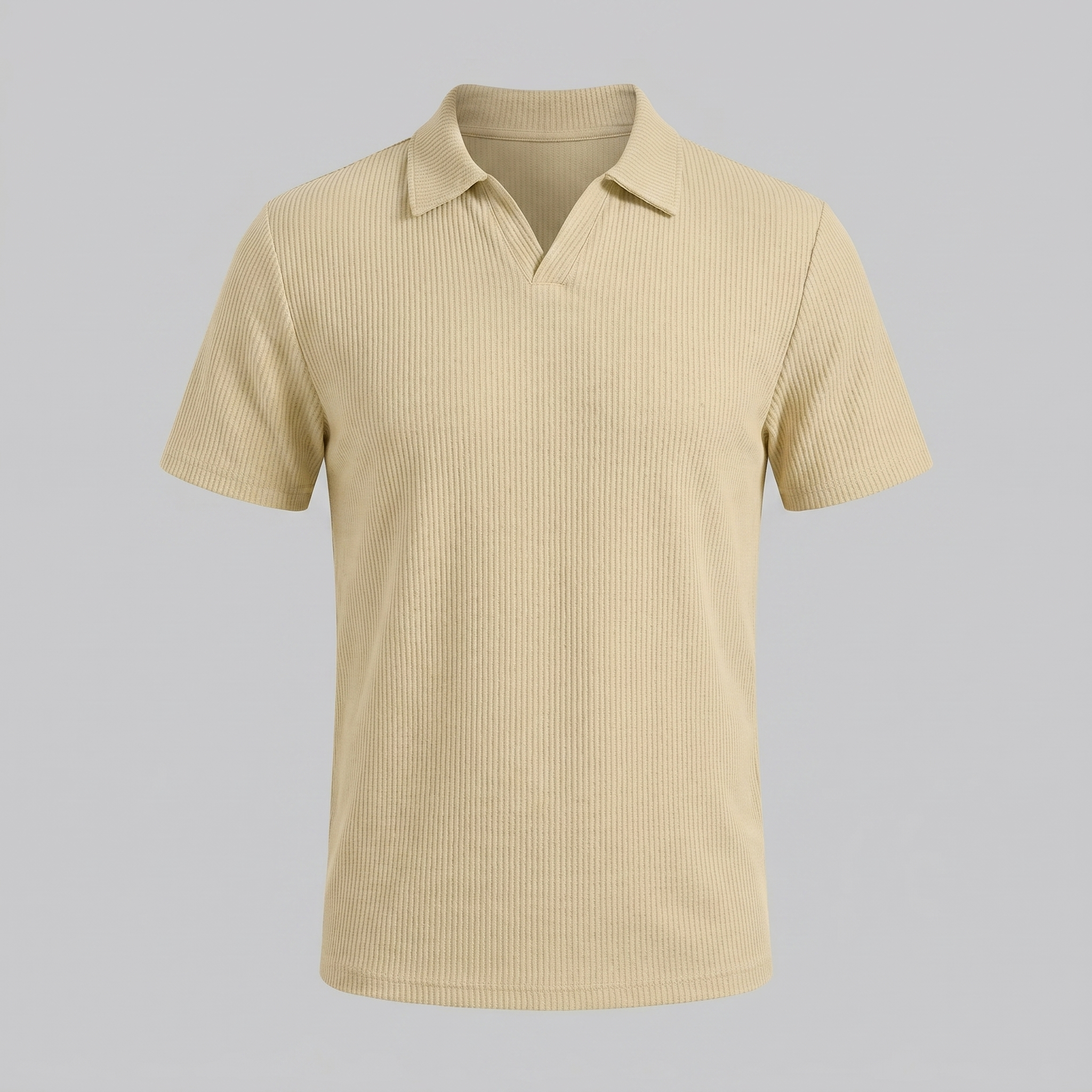 Men's Waffle Knit Open Collar Polo