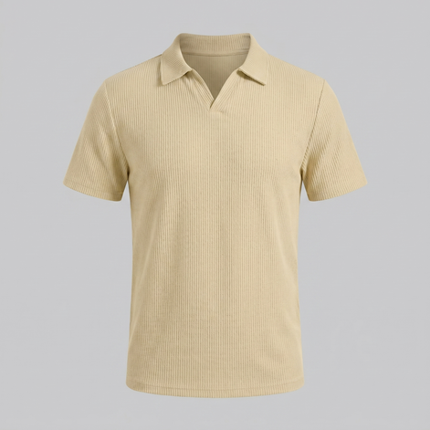 Men's Waffle Knit Open Collar Polo