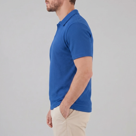 Men's Waffle Knit Open Collar Polo