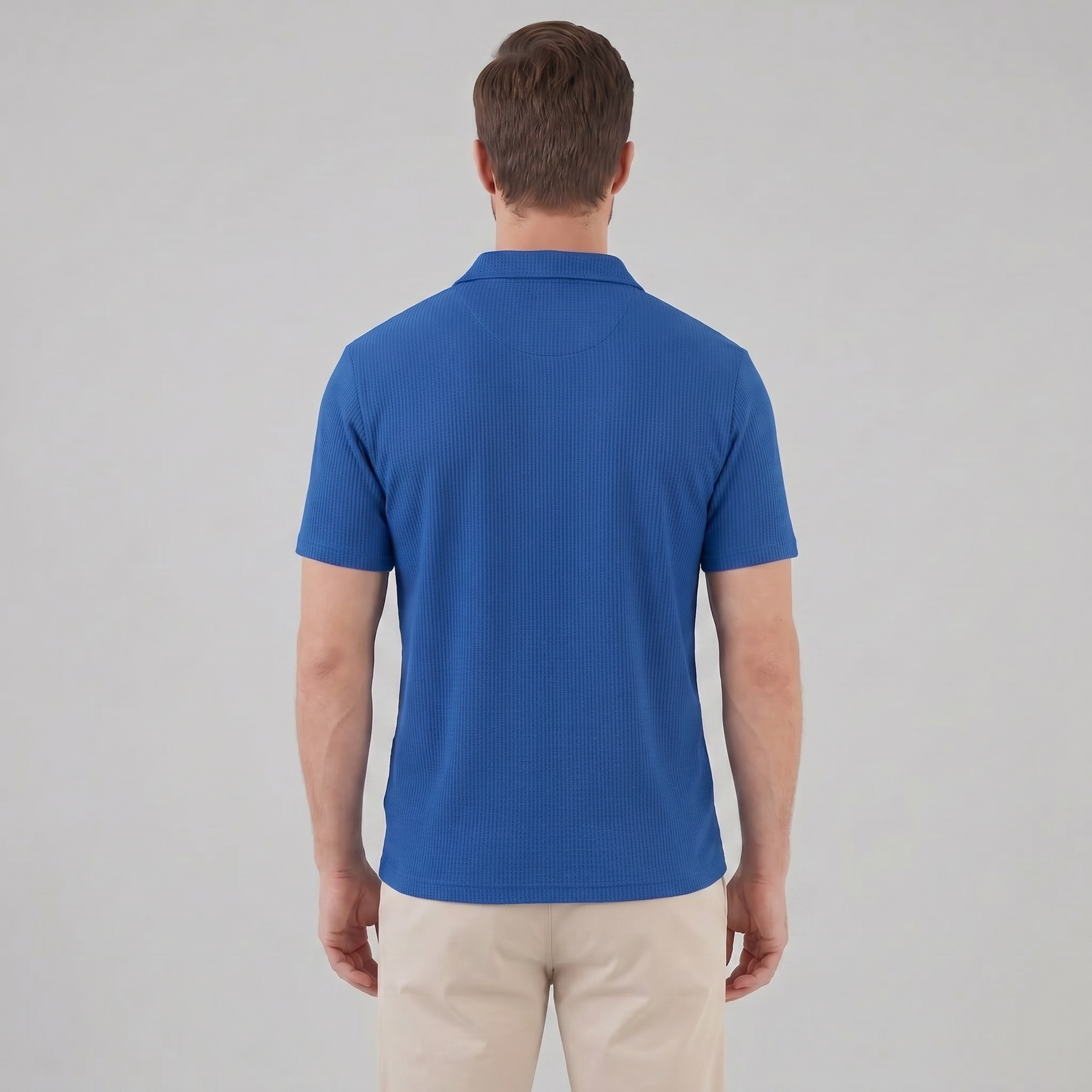 Men's Waffle Knit Open Collar Polo