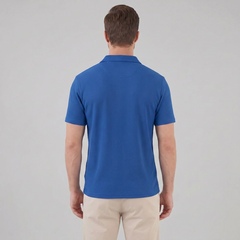 Men's Waffle Knit Open Collar Polo