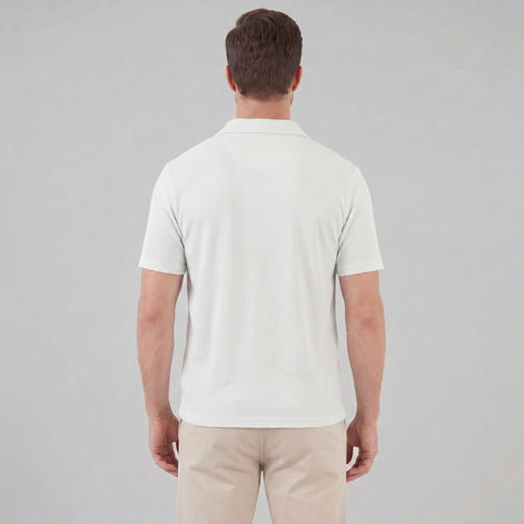 Men's Waffle Knit Open Collar Polo