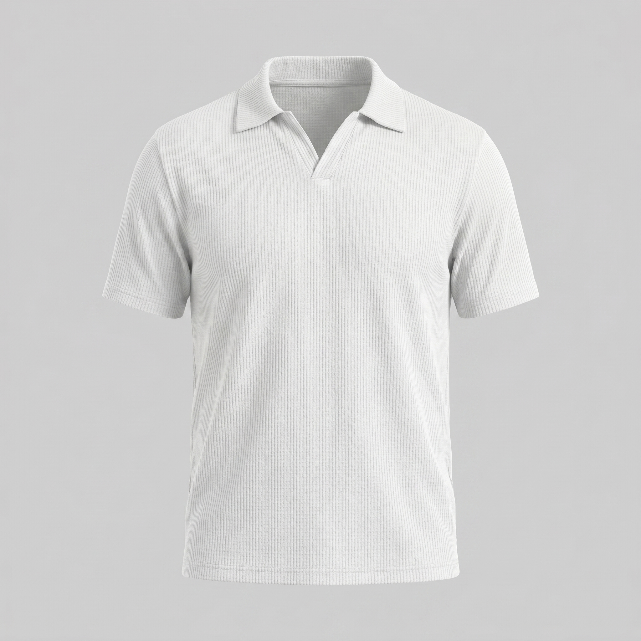 Men's Waffle Knit Open Collar Polo