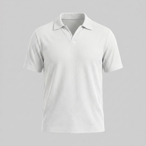 Men's Waffle Knit Open Collar Polo