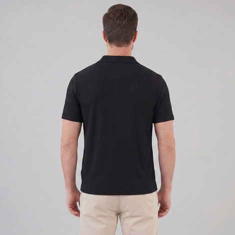 Men's Waffle Knit Open Collar Polo
