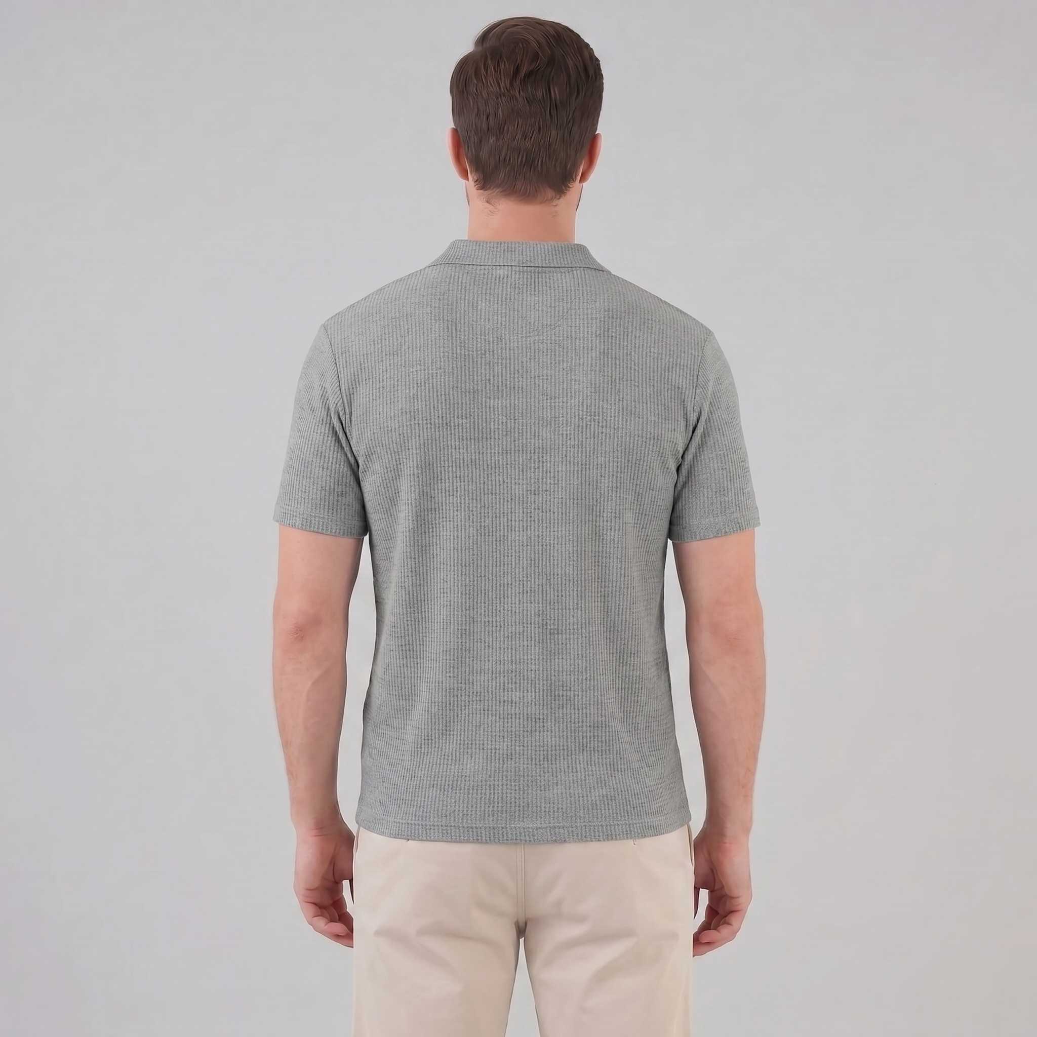 Men's Waffle Knit Open Collar Polo