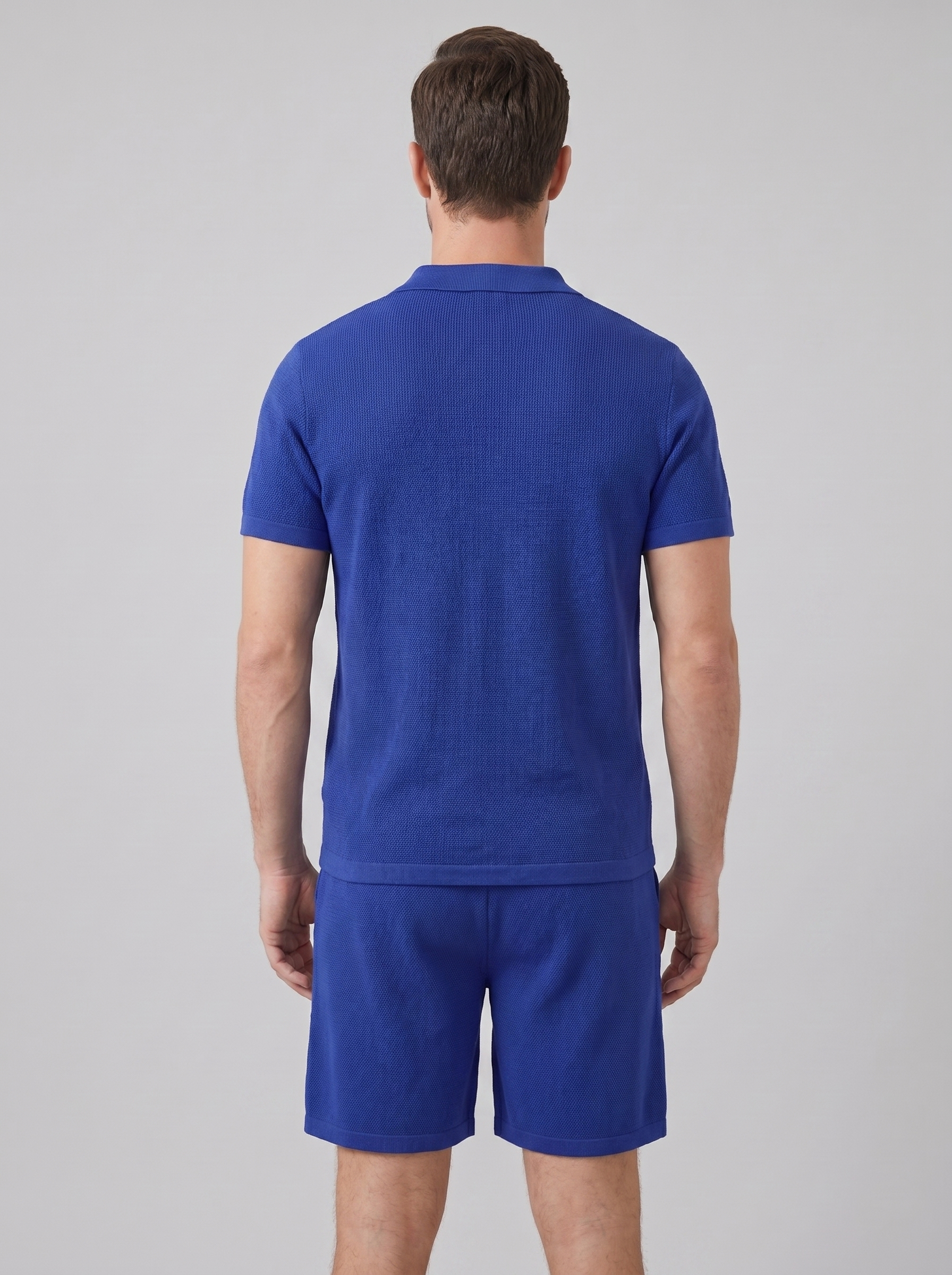 Men's Waffle Knit Polo and Shorts Set