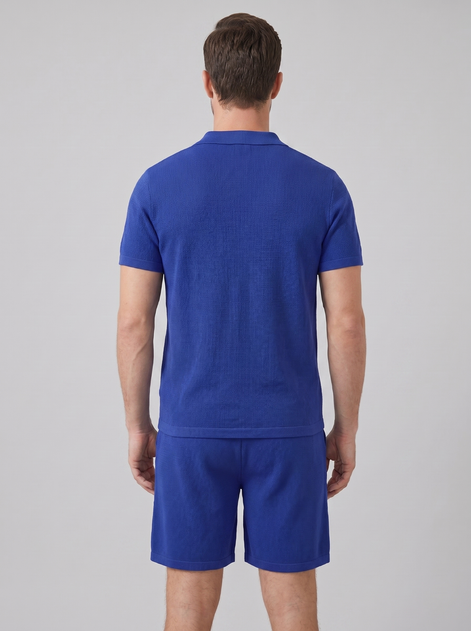 Men's Waffle Knit Polo and Shorts Set