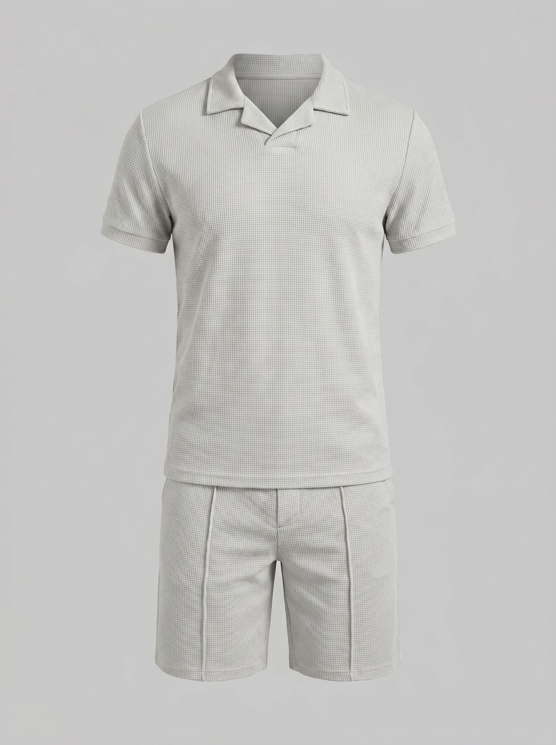 Men's Waffle Knit Polo and Shorts Set