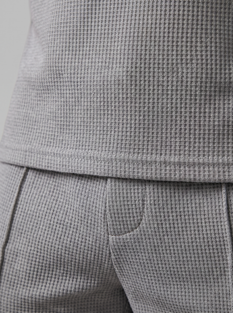 Men's Waffle Knit Polo and Shorts Set