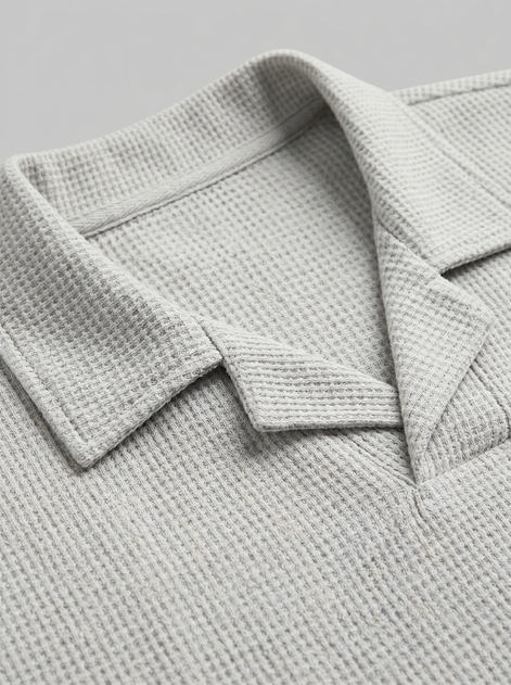 Men's Waffle Knit Polo and Shorts Set