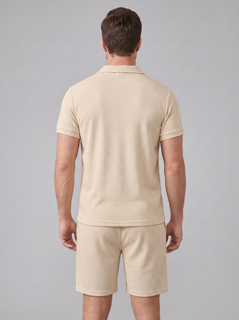 Men's Waffle Knit Polo and Shorts Set