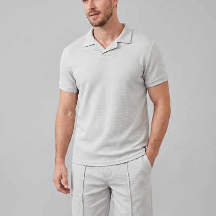 Men's Waffle Knit Polo and Shorts Set