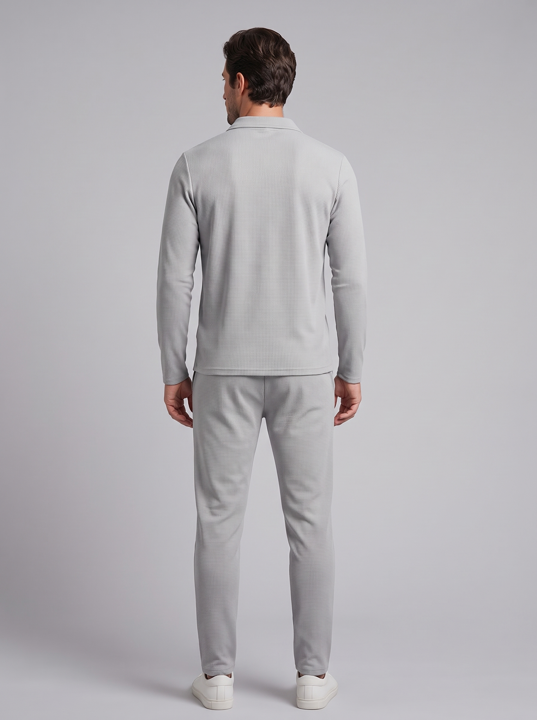 Men's Waffle Knit Quarter-Zip Tracksuit Set