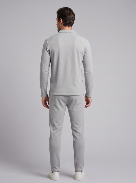 Men's Waffle Knit Quarter-Zip Tracksuit Set