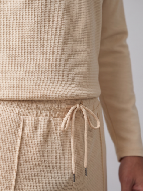 Men's Waffle Knit Quarter-Zip Tracksuit Set