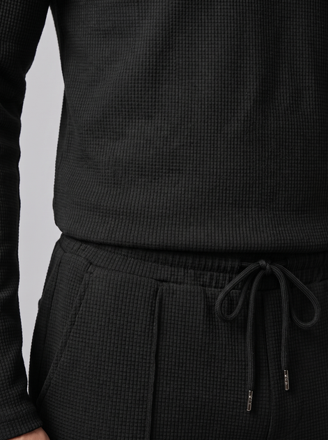 Men's Waffle Knit Quarter-Zip Tracksuit Set