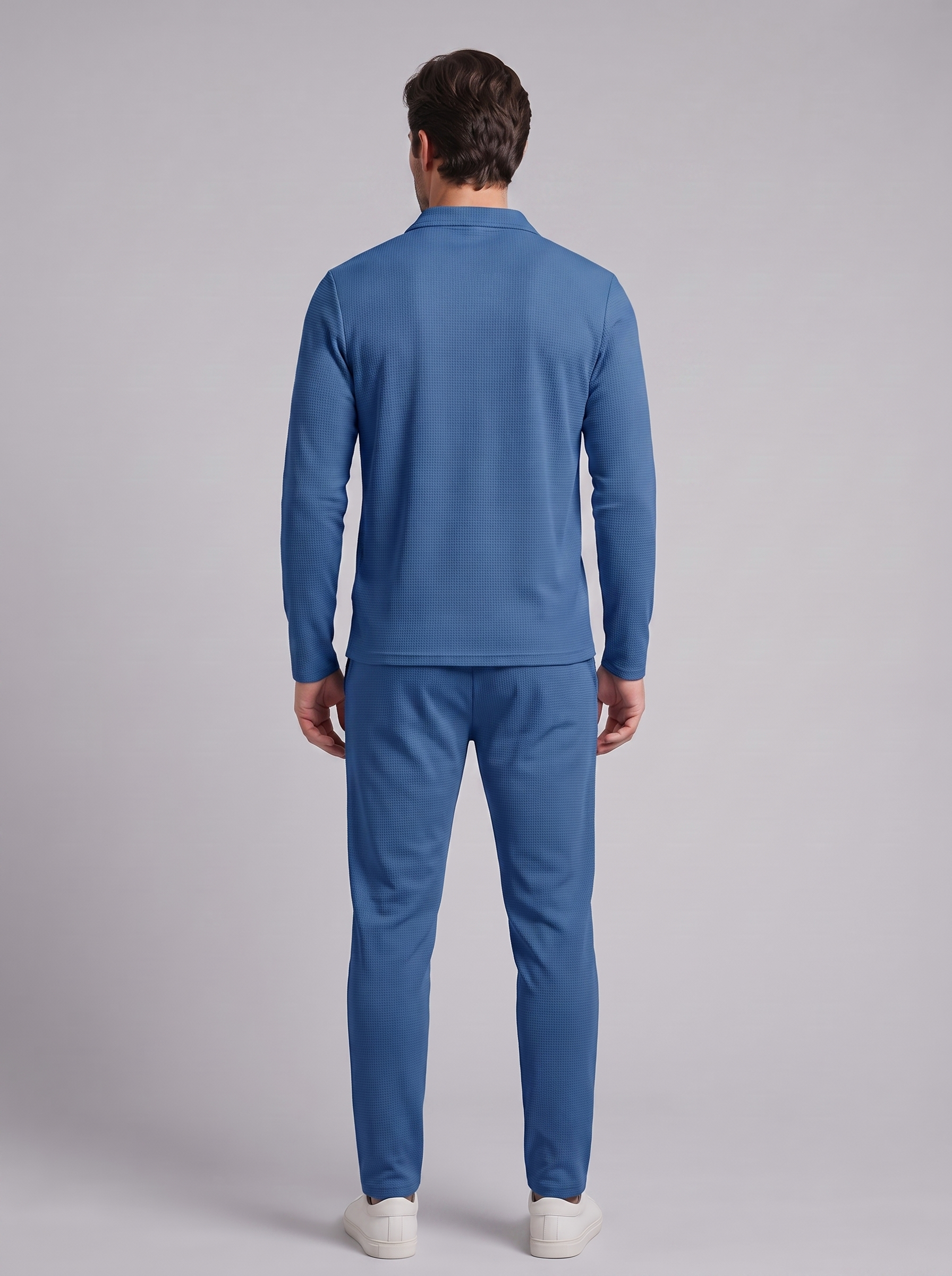 Men's Waffle Knit Quarter-Zip Tracksuit Set
