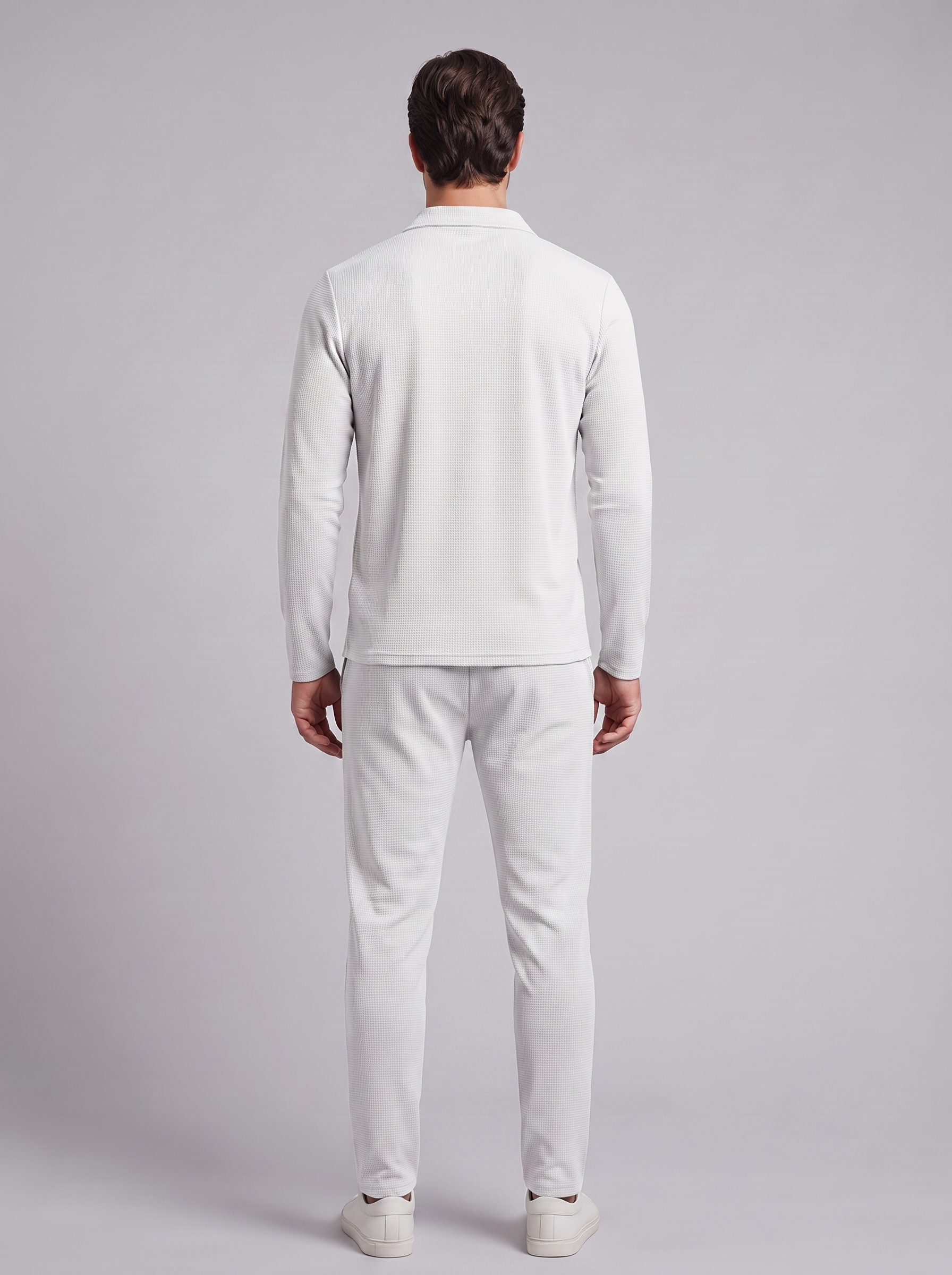 Men's Waffle Knit Quarter-Zip Tracksuit Set
