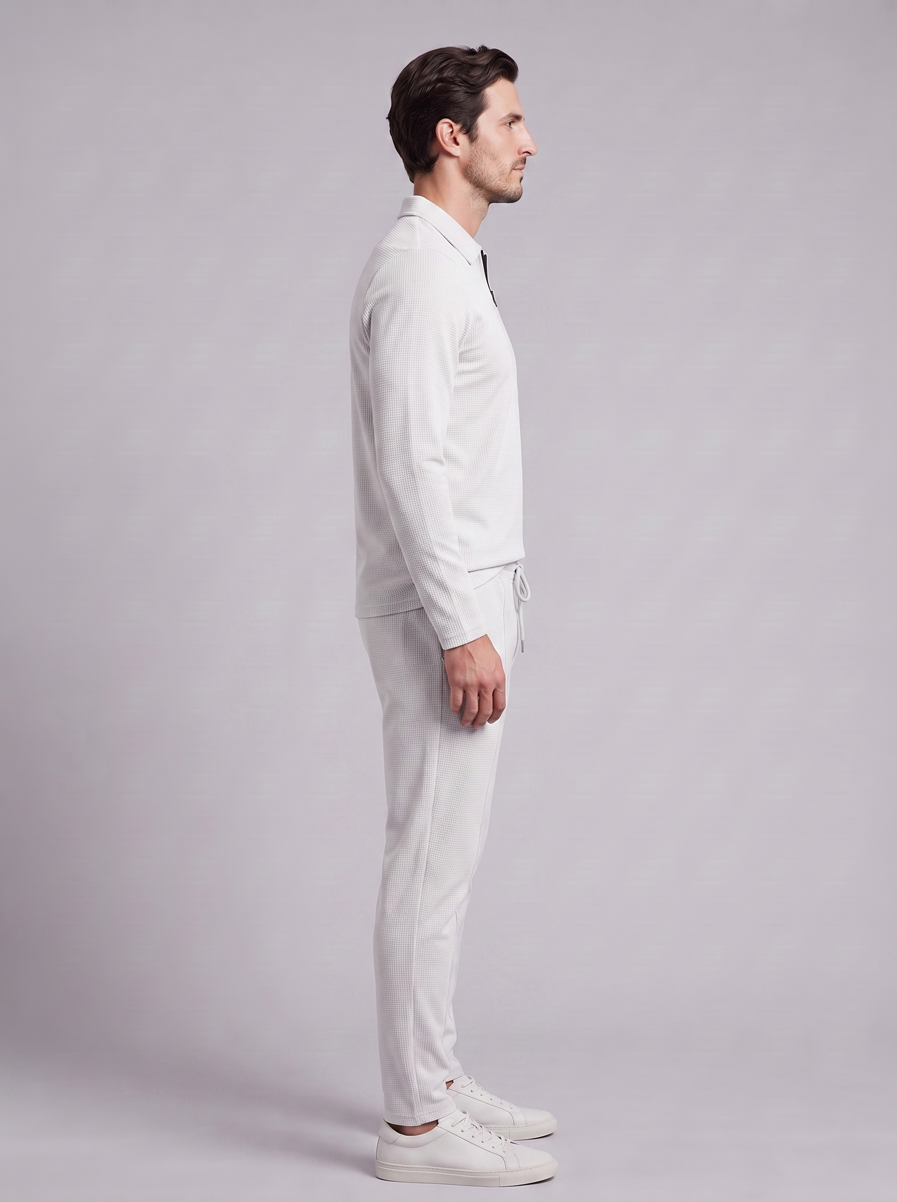 Men's Waffle Knit Quarter-Zip Tracksuit Set