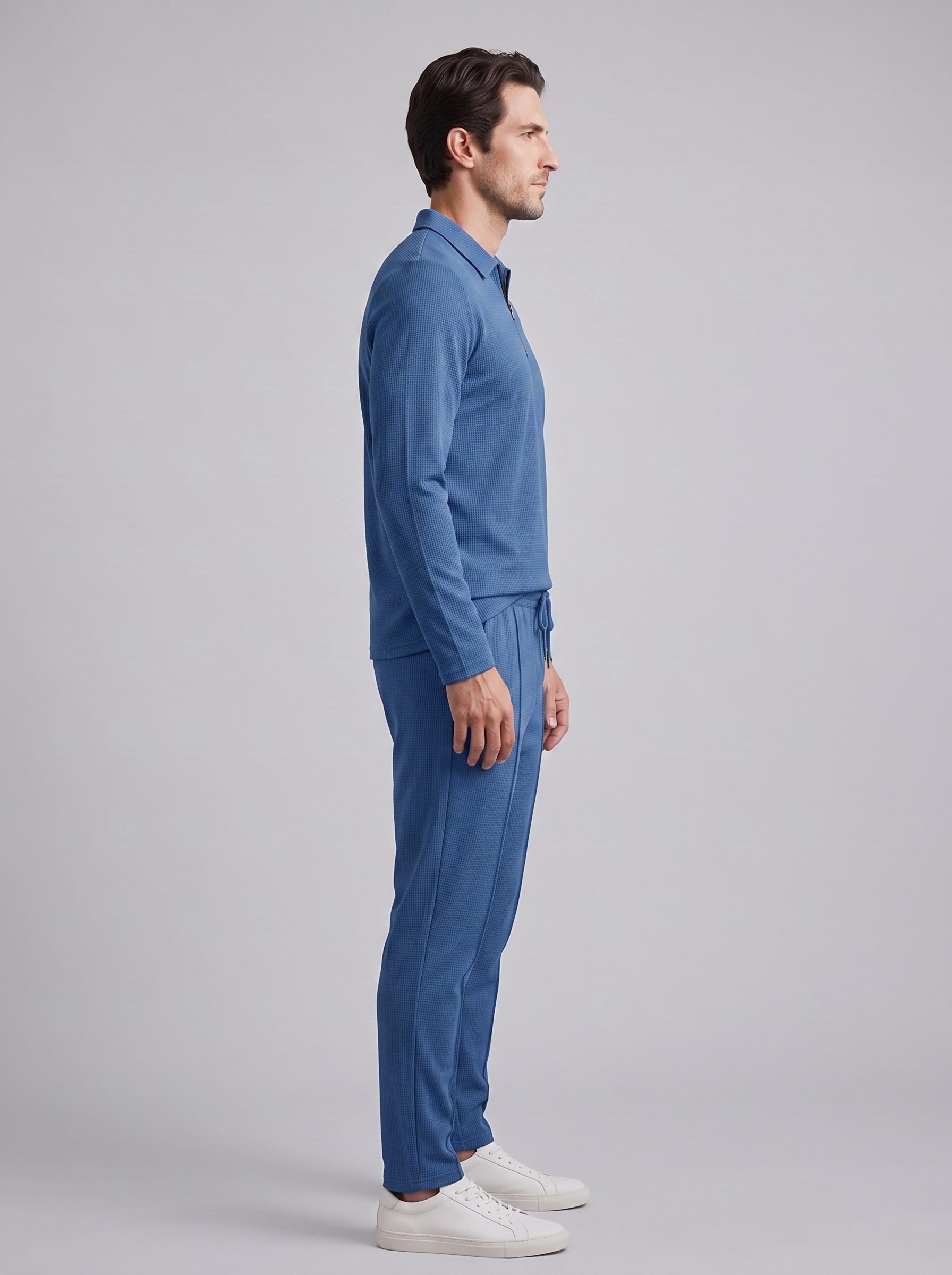 Men's Waffle Knit Quarter-Zip Tracksuit Set