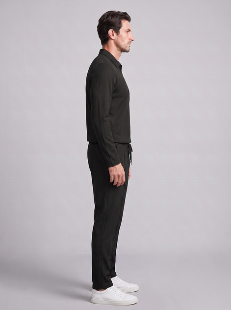 Men's Waffle Knit Quarter-Zip Tracksuit Set