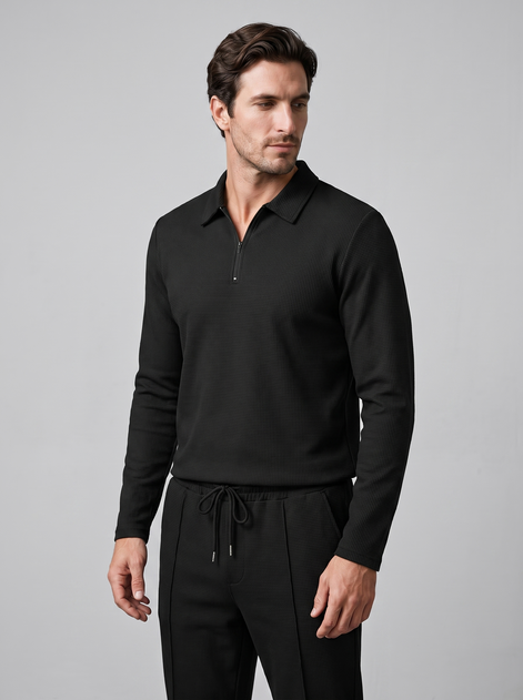 Men's Waffle Knit Quarter-Zip Tracksuit Set